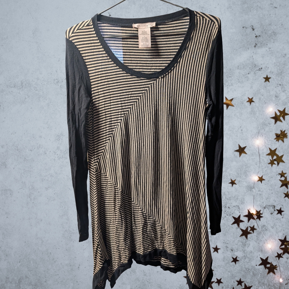 Striped Black and Tan Women's Top